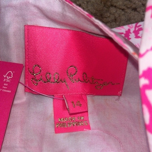 Lilly Pulitzer Azora Cotton Midi Dress‎ Peony Pink Seaside Scene 14 - Picture 12 of 14